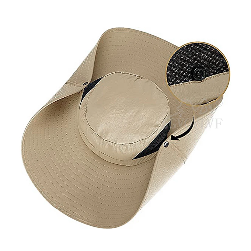 Golf Men Sun Hat Outdoor Bucket Mesh Wide Brim Boonie Hat UV Sun Protection Fishing Hiking Hats Mountain Climbing Gray and Khaki sports sun hats golf caps