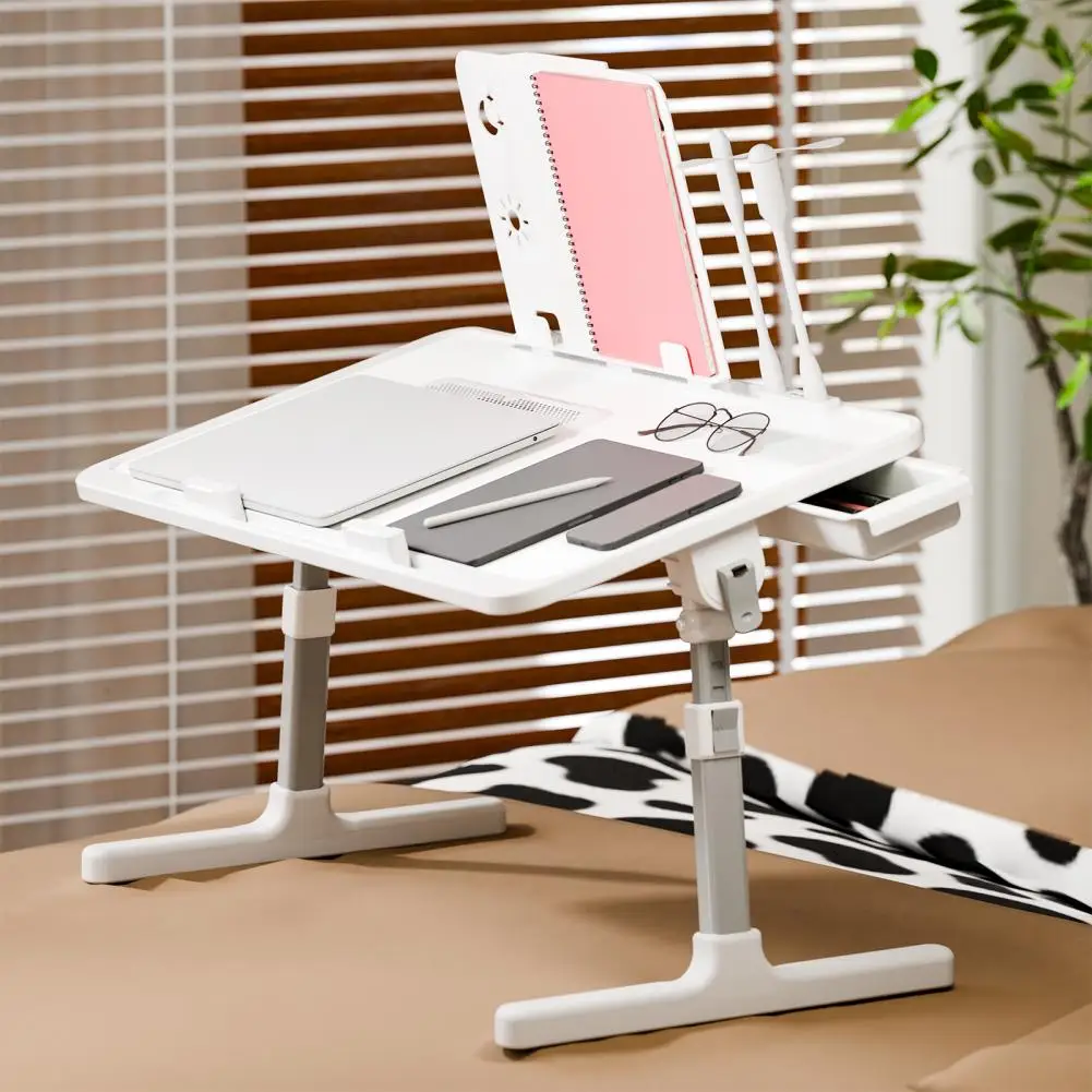Lift Foldable Laptop Table For Bed Stand Lap Lazy Learning Desk Student Computer Desk For Working Read With Radiator Drawer 3