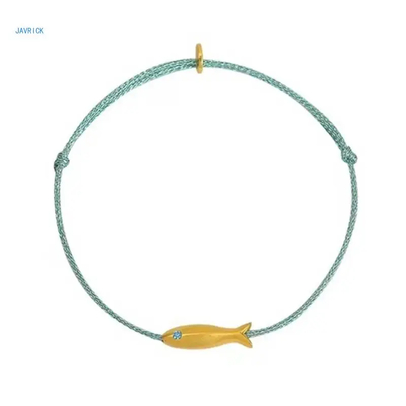 

Gold Fish Charm Bracelet Adjustable Wristband Statement Jewelry