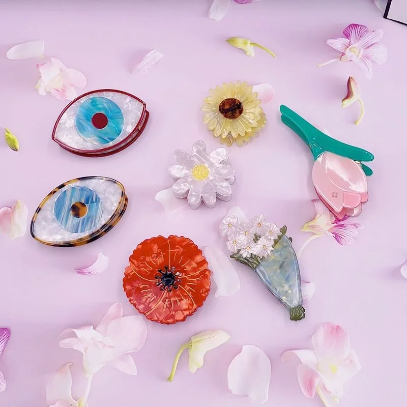 

Minar Kawail несколько стилей тюльпан ручной ацетат акриловые заколки для волос для женщин красочный цветок сглаза