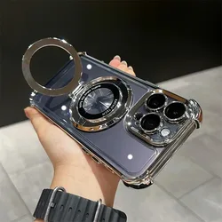 Custodia per telefono con holder MagSafe magnetico di lusso con design elegante e placcatura