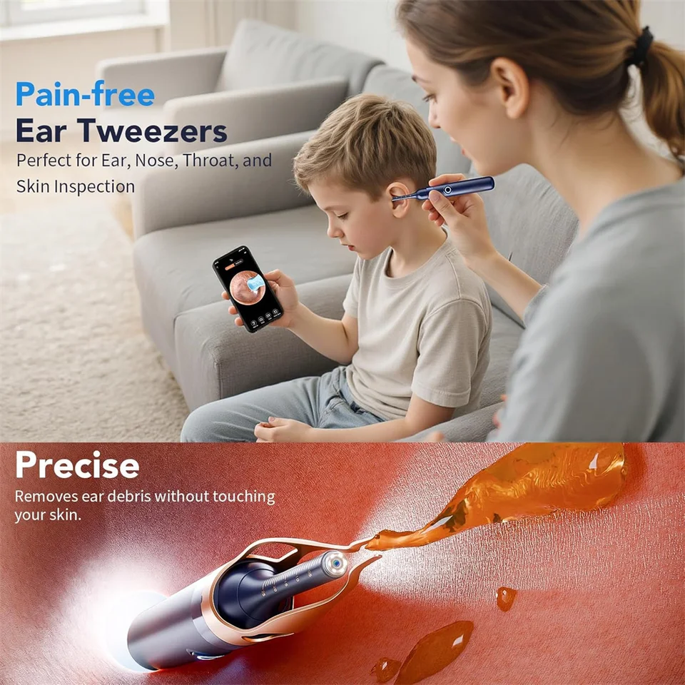 Wax Removal Tool Camera 1000W Pixels Visible Cleaner Kit Tweezers Ear Cleaning With Light Earpick For Adults_voghion.com