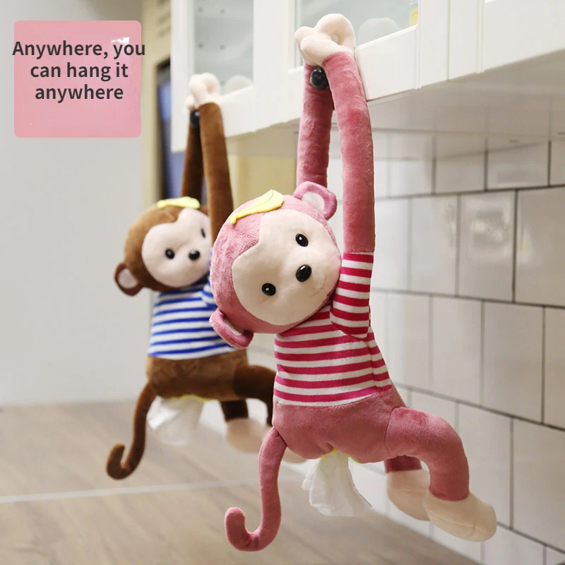 

Creative Pippi monkey paper towel drawer box car accessories drawable car dressing monkey drawer box cartoon cute