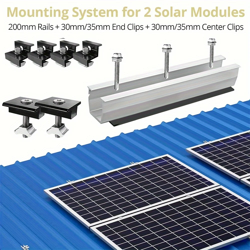 Solar Photovoltaic Bracket Aluminum Alloy Clamp 12Pcs/set For Solar Module Panel Racking Mounts Accessories