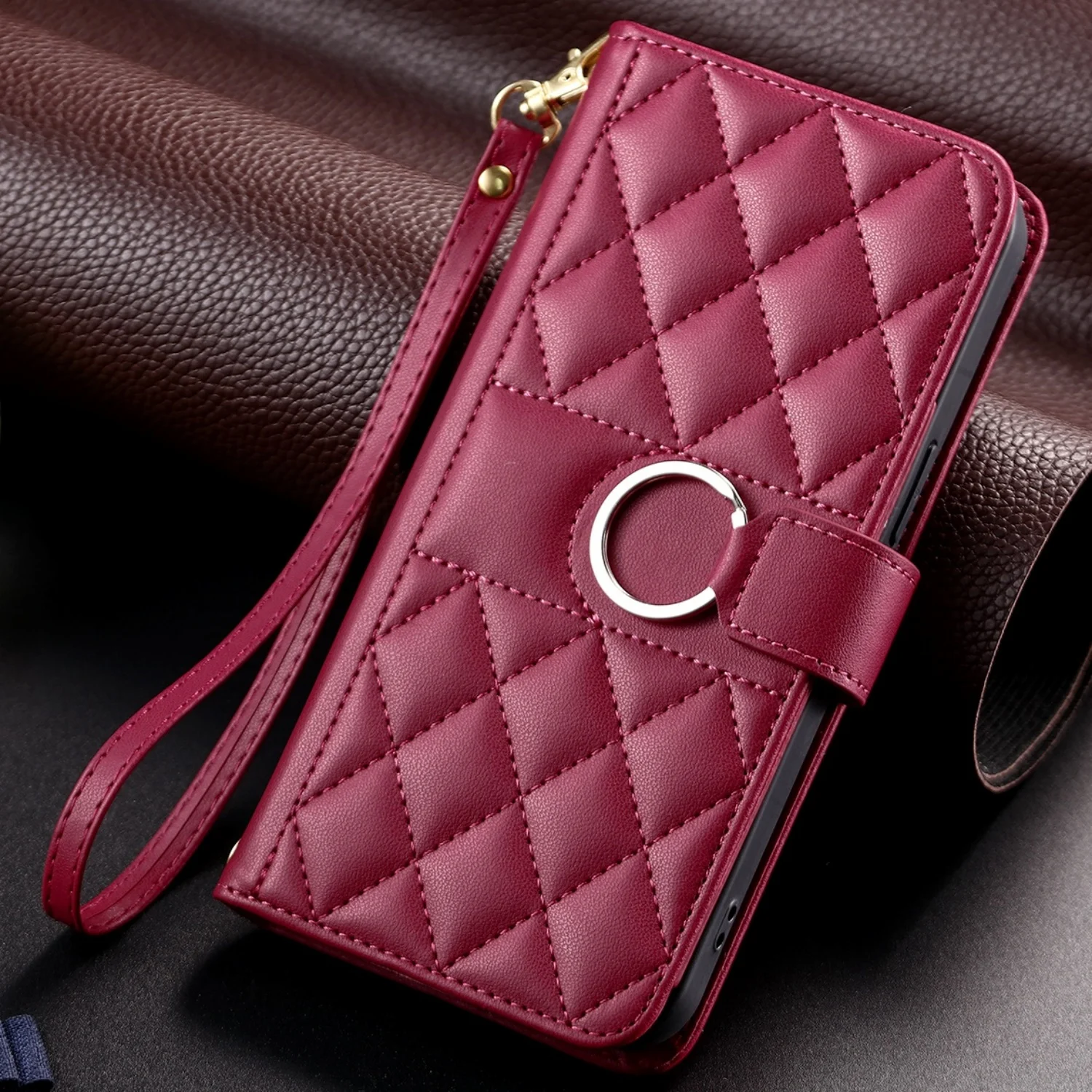 Elegant Leather Wallet Case with Flip Cover and Phone Holder