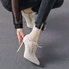 2022 New Design High Heels Pointed Toe Thin Heel Waterproof Platform High grade Shoes Night Club Super Popular Slim Ankle Boots 5