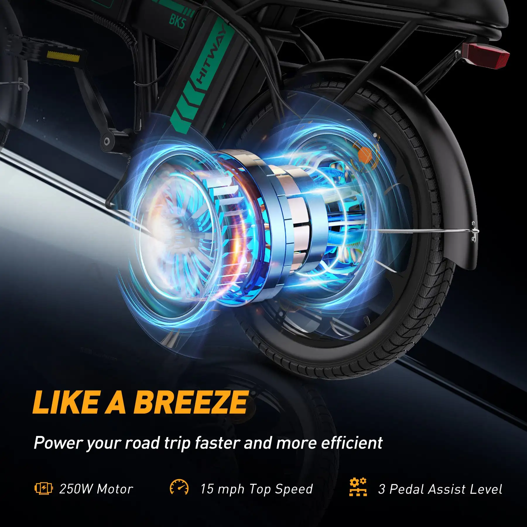 HITWAY Elektrofahrrad E-Bike faltbares Stadtfahrrad Lithiumbatterie 36V/10,4Ah, elektrische Kilometerstand kann 35-70k erreichen 5