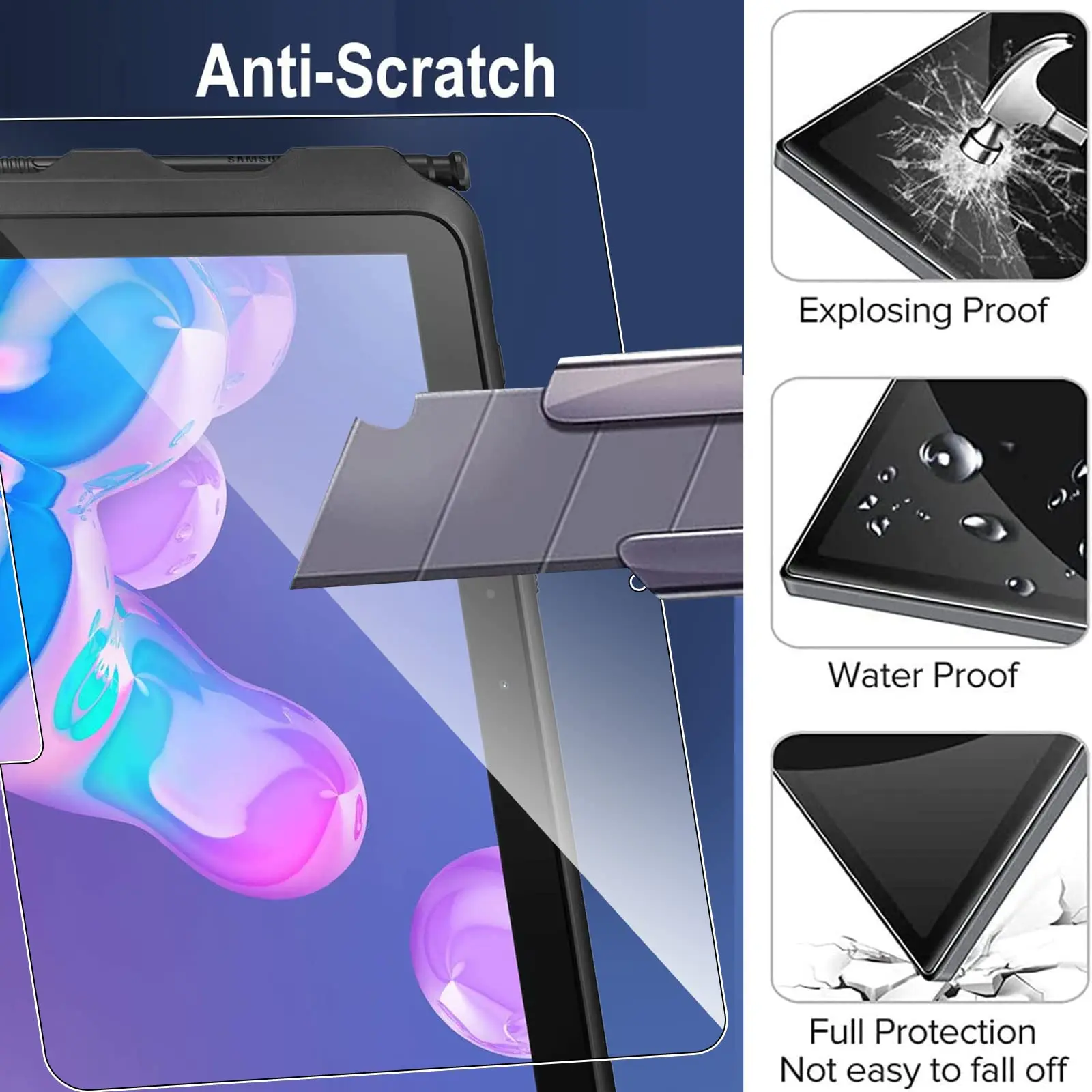 Screen Protector for Samsung Galaxy Tab Active 4 Pro/Active Pro 10.1 Inch HD Clear 9H Hardness Anti-Scratch Tempered Glass Film 3