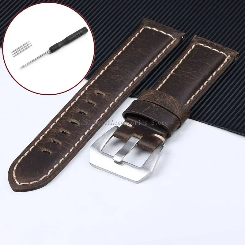 Cowhide Crazy Horse Leather Sport Bracelet - Unisex Business Watch Band & Soft Wristband