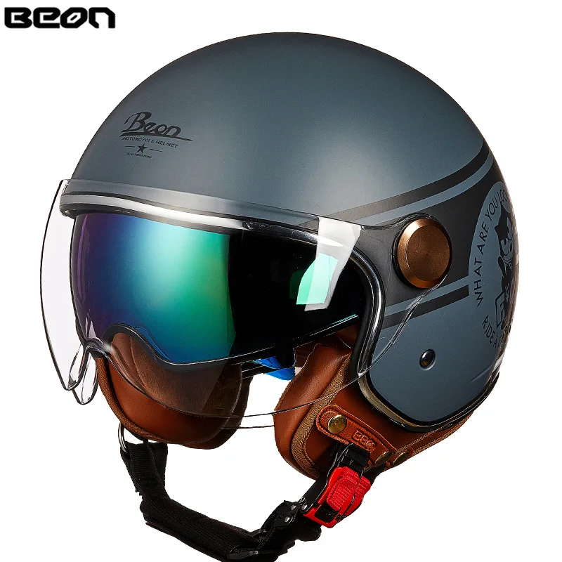

Мотоциклетный шлем BEON B120, двойной экран в винтажном стиле ретро, Сертификация ECE