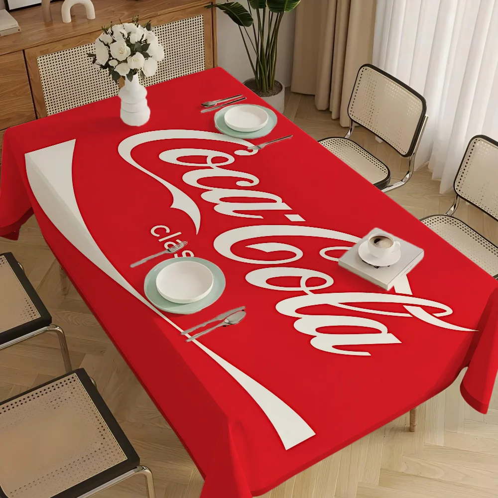 C-Coca-Cola Logo Table Decor Sunset Coastal Table Cloths for