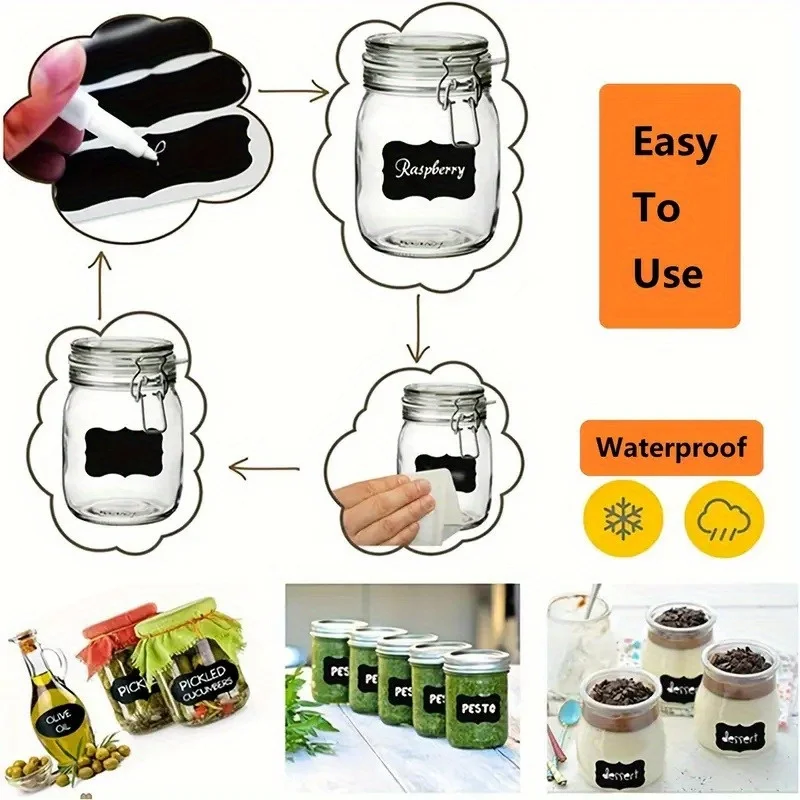 Black Label Waterproof Reusable Blackboard Sticker 120/300pcs for Kitchen Office Party