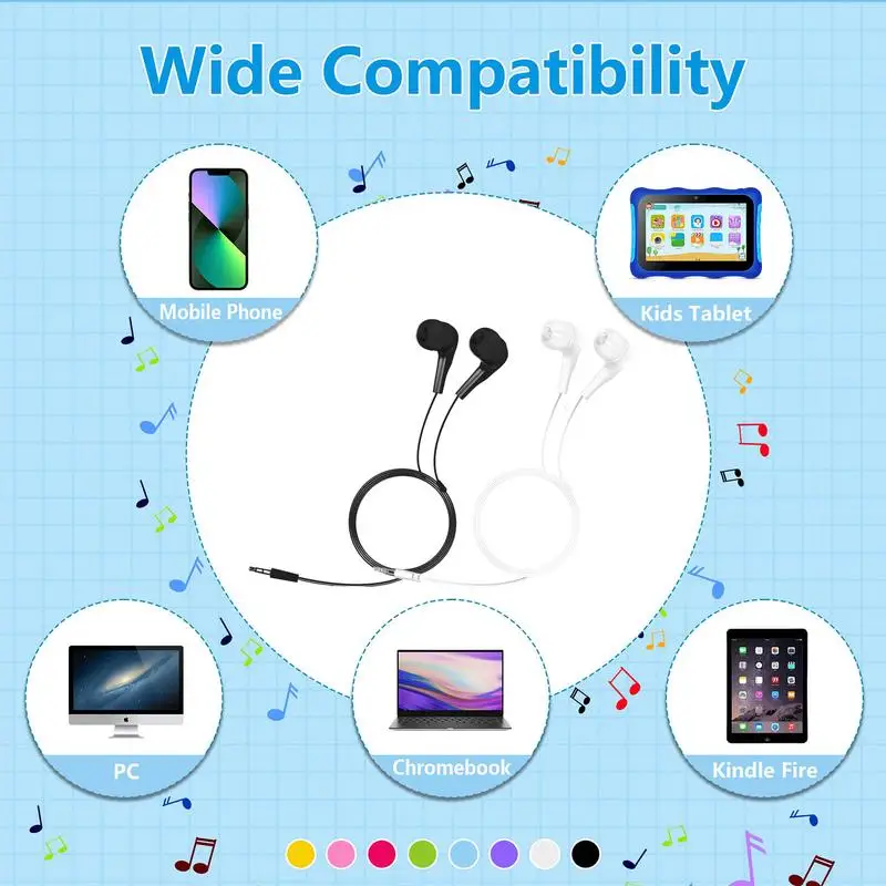Wired Headphones Plug In Earbuds With 3.5mm Jack Comfortable Plug-In Earbuds Mobile Phone Accessories For Phones Laptops Kids