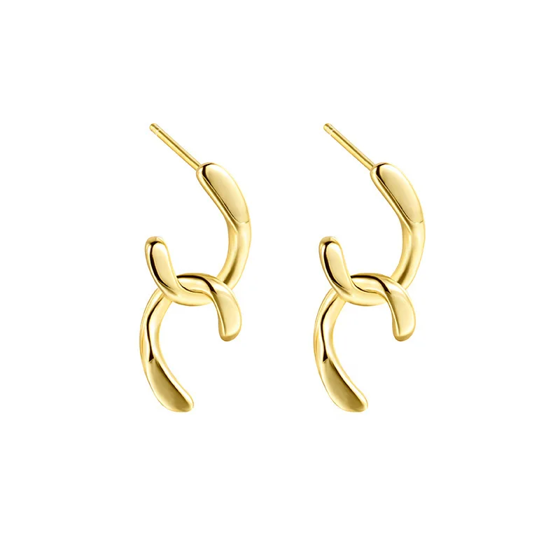 

100% Pure S925 Earring U Shaped Hoop Sterling Silver Women 18k Gold Plated Girls Stud Pendientes de madre Jewelry Birthday Gift