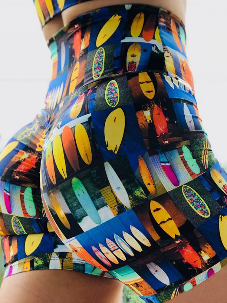 Digital Printing Knitted Sports New Shorts for Women Running Yoga Fitness Tight Quick Dry Training Outfits Gym Clothing