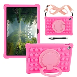 Kids Safe Rotating Tablet Stand - Bubble Soft Silicone Case for Tab 2025 TB - 311FU (Pink)