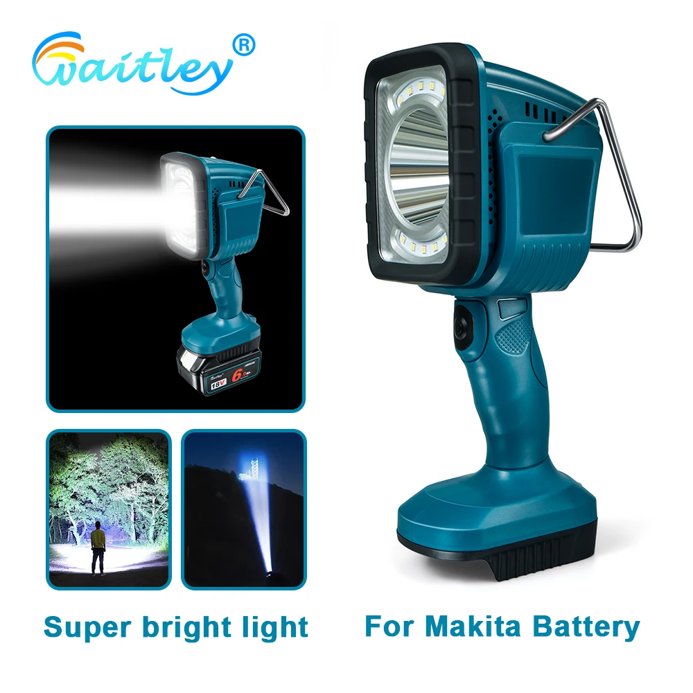 Flashlight LED Work Light for 14/18V Makita Battery Portable Outdoors  Spotlight camping Floodlight SOS lamp BL1830 External Plug