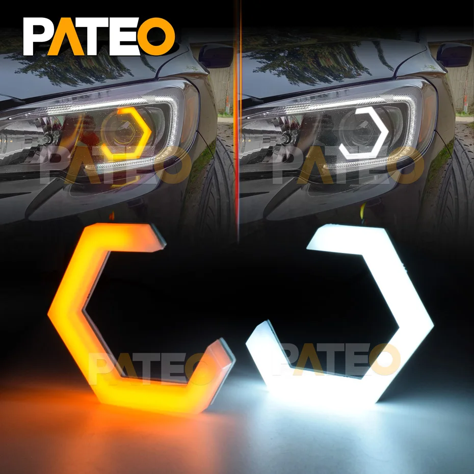 

Hex Halo Rings DRL LED Lamp Angel Eyes Tuning Cotton Running Lights Switchback Turn Signal White Yellow Cars Accessories 80/90mm