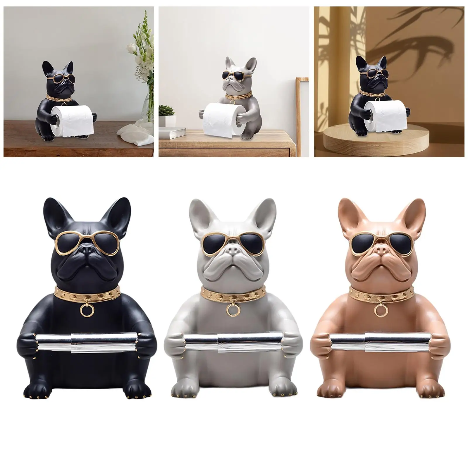 Toilet Paper Holder Decor Puppy Figurine Tissue Paper Roll Dispenser for Bathroom Storage Countertops Toilet Restaurant Home