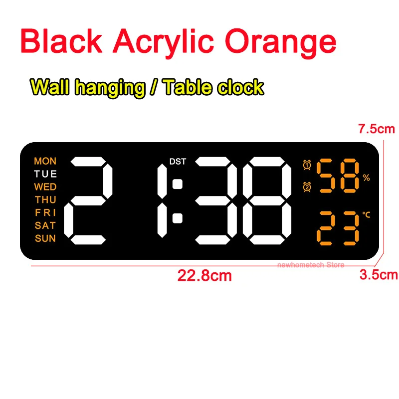 Large LED Digital Wall Clock with Dual Alarms and Adjustable Brightness