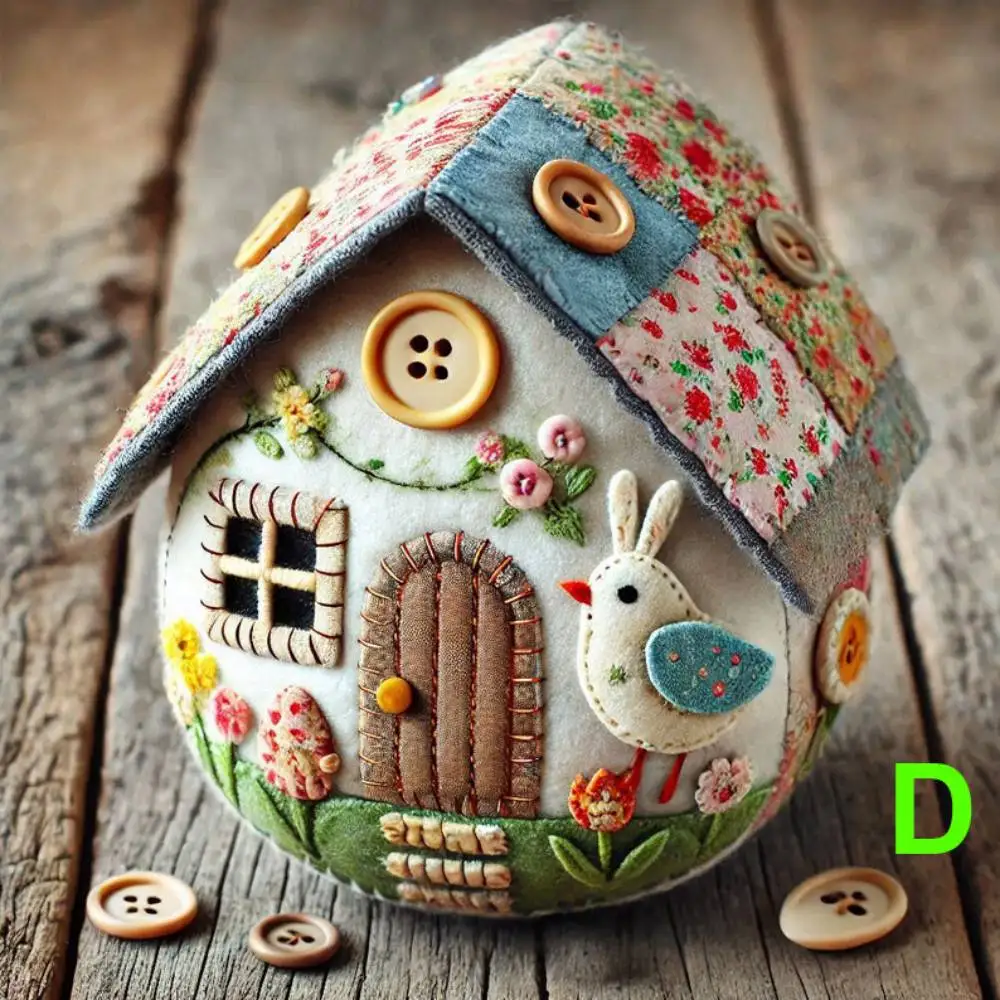 Handmade Patchwork Felt Egg House DIY Kit Felt Easter Egg House Chick Craft Kit Handmade Embroidered Easter Eggs