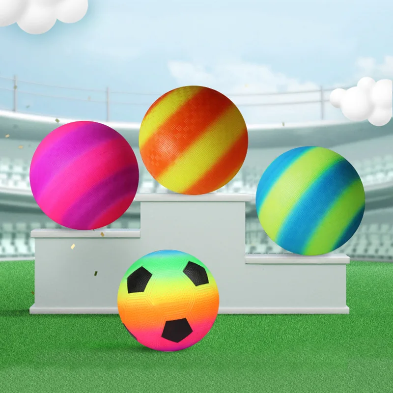 

Children's Rainbow Ball PVC Outdoor Sports Elastic Volleyball Kindergarten Students Inflatable Toy Leather Ball Football