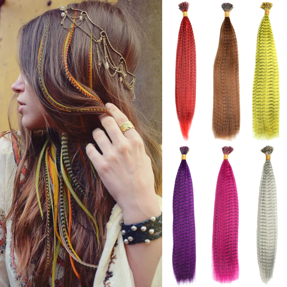 AZQUEEN synthesis Long Hair Feathers Extension Kit Rooster Feathers Feather  Hair Extensions in Green and Red by Feather hair - AliExpress