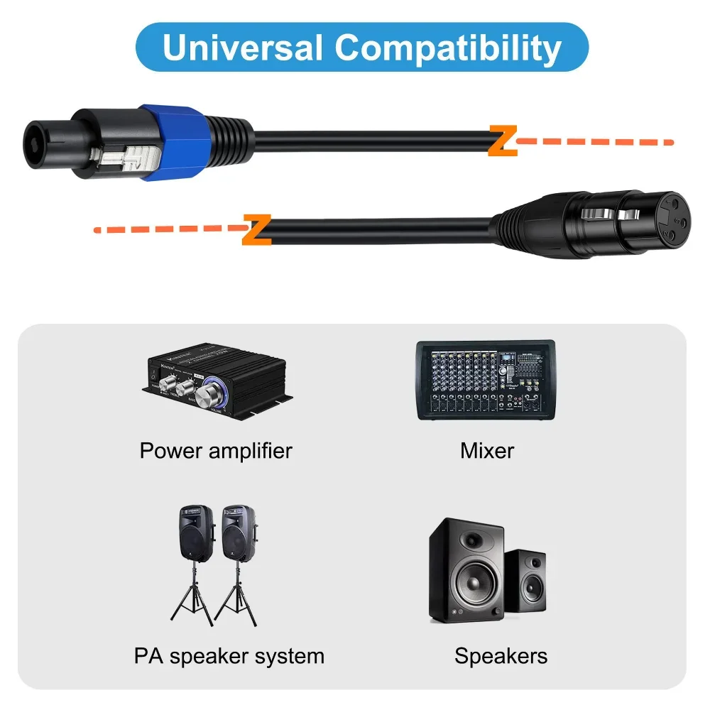 Speakon-XLR ̺  Speak-On Male-3 XLR Male/Female Ȯ DJ PA Gig  ũ ũ 3 