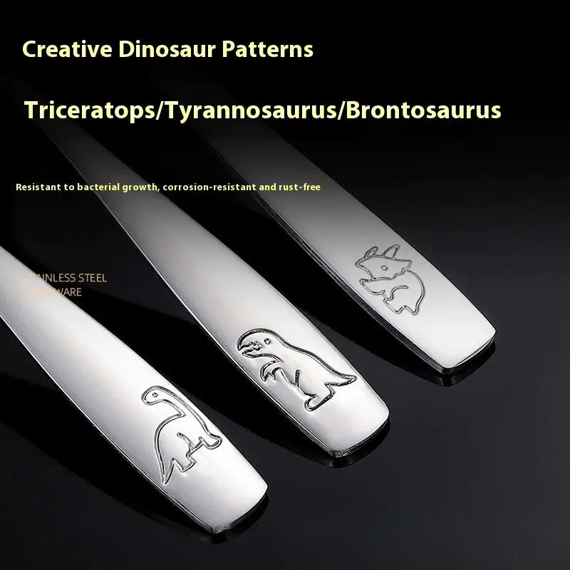 3-15Pcs Kids Silverware Set Stainless Steel Kids Fork Spoon And Cutter Set Funny Dinosaur Flatware Set For Children Toddler