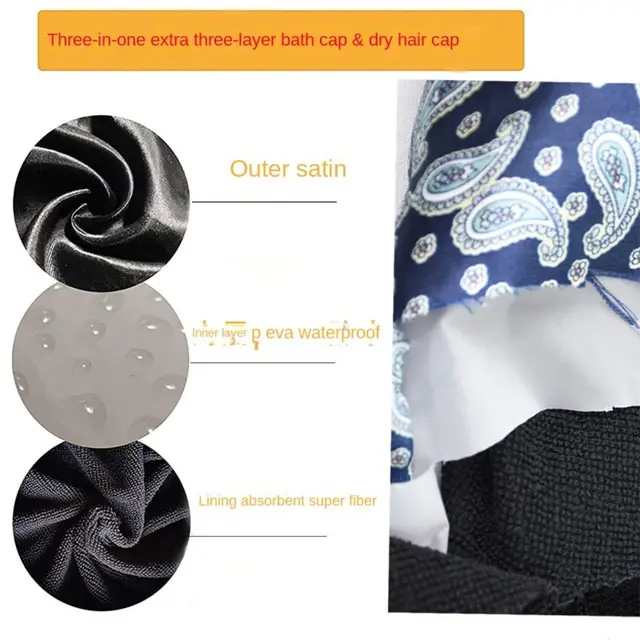 테리 천 안감 EVA 샤워 캡: 혁신적인 3중 레이어 방수로 샤워 경험을 업그레이드하세요