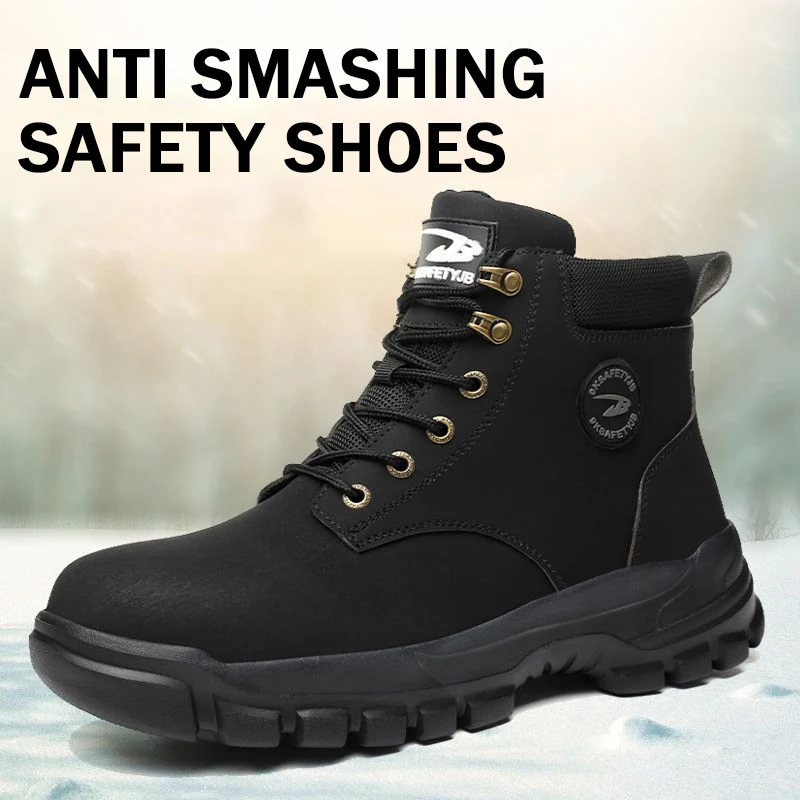 Lynjacye Work Boots Mid Cut Safety Shoes Men Work Sneakers Indestructible Shoes Puncture-Proof Protective Shoes Work Boots 5