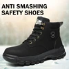 Lynjacye Work Boots Mid Cut Safety Shoes Men Work Sneakers Indestructible Shoes Puncture-Proof Protective Shoes Work Boots 5