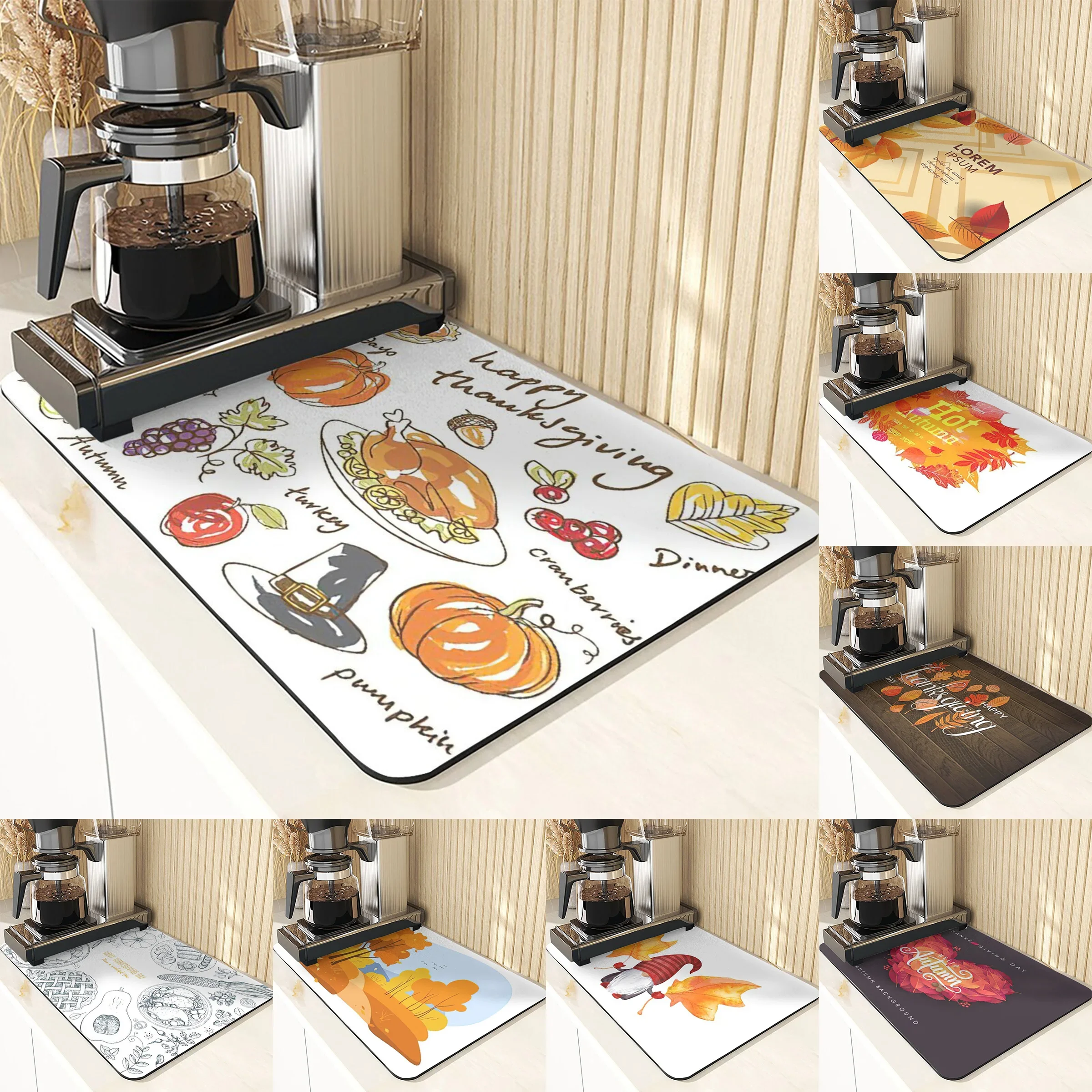 

Коврик для слива индейки и тыквы, абсорбирующий кухонный коврик для стола, нескользящий, моющийся подогревающий коврик для стола на День Благодарения