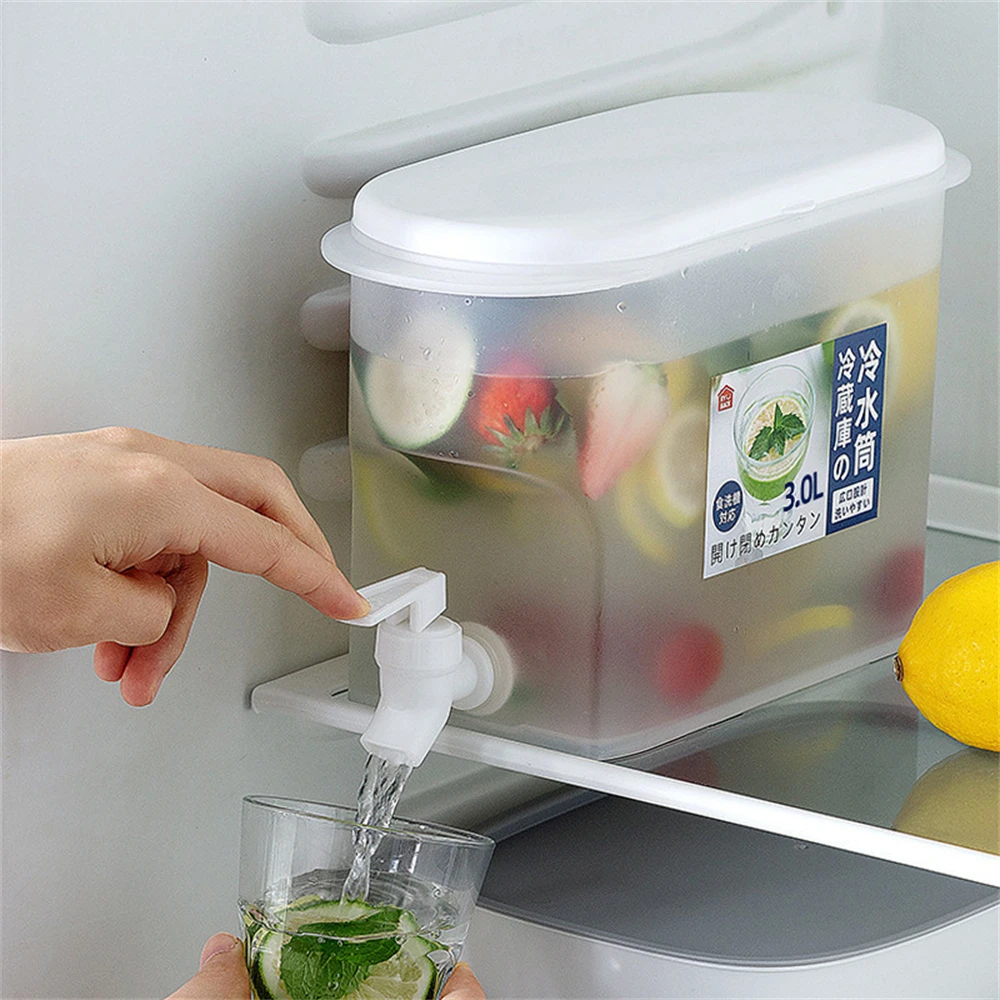 Description Picture 3 of itemCold Water Bucket With Faucet Refrigerator Jug Dispenser Water Kettle Summer Fruit Juice Drink Container Fridge Pots Pitcher