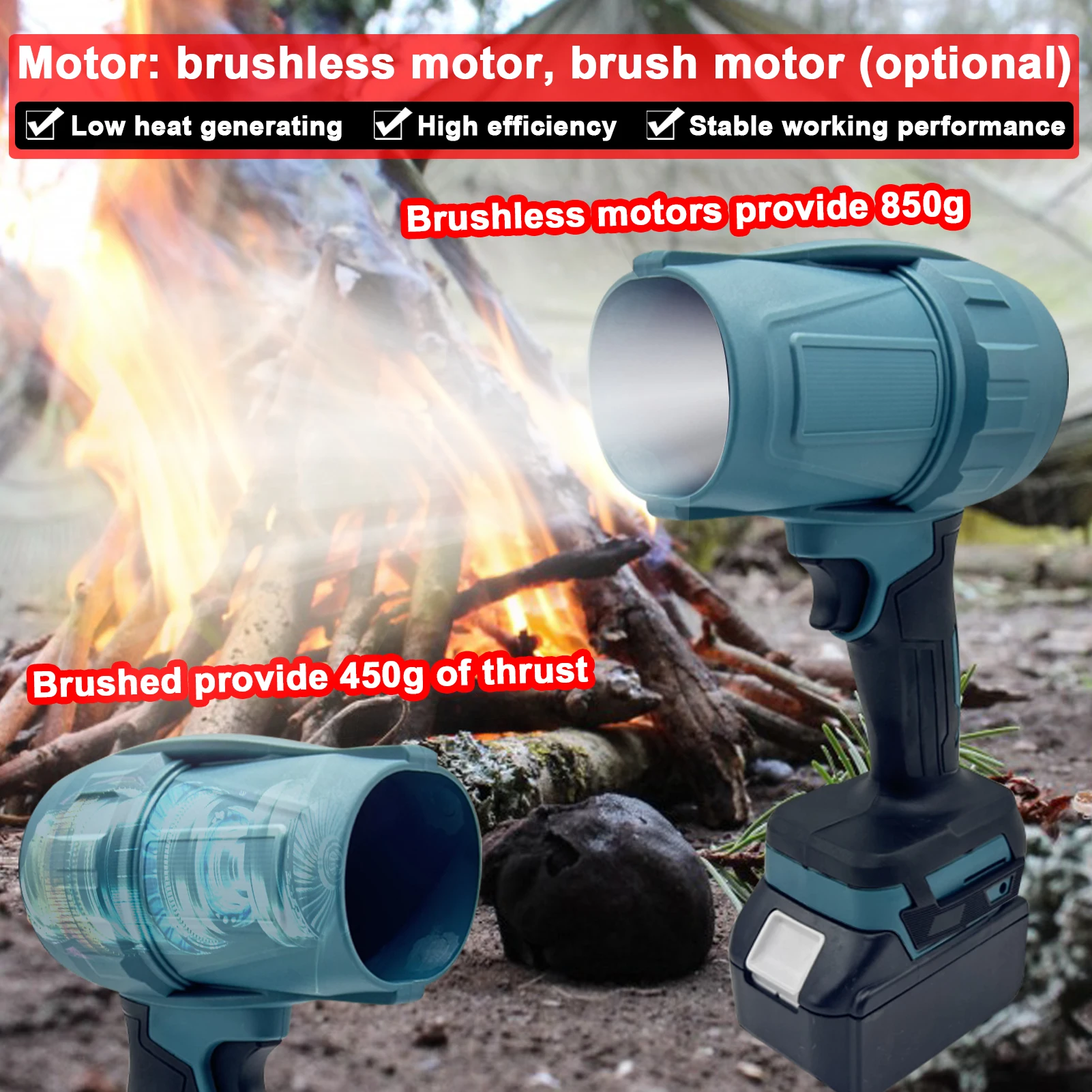Brushless/Brush 1000W Electric Turbo Blowers Jet Fan 200M/S Violent Car Dryer Handheld Dust Blowing Tool for Makita 18V Battery 3