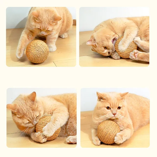 Interactive Sisal Cat Scratching Ball Toy For Kitten Teeth Cleaning Anti Bite 10CM Super Big Cat Ball Sounding Toy Pet Supplies 4
