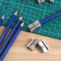 10PCS Dual Pencil Sharpener Pocket Aluminium Alloy Metal 1-Hole Steel Rectangular Small Sharpeners (Silver) 4