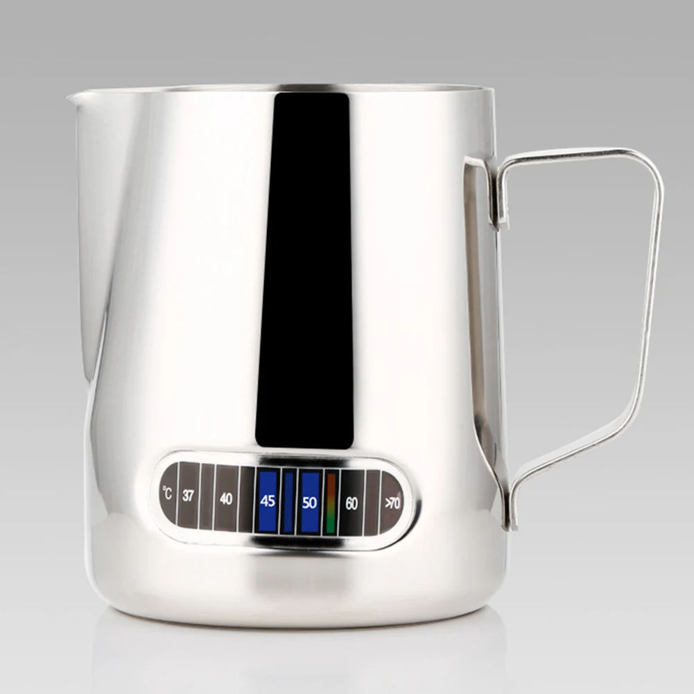 1pc 600ml Stainless Steel Milk Frothing Jug with Thermometer - Controlled  Temperature Coffee Tool Cup for Perfect Froth