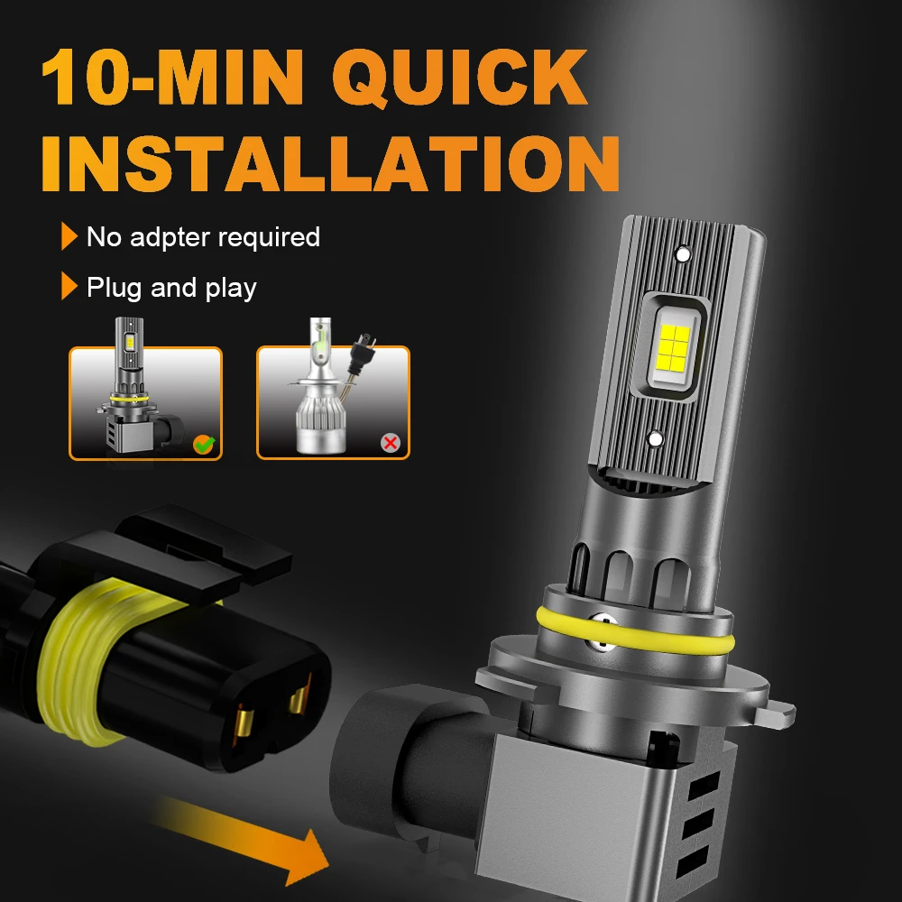 MZGN 2Pcs 20000M 9005 HB3 LEDHeadlight Canbus 9006 HB4 H11 H9 H8 CSPLED Headlamp Bulb 100w Turbo AutoLamp 6000K 12V