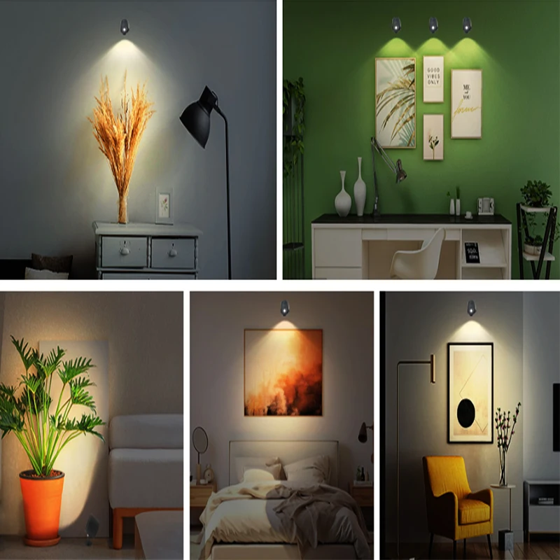 Applique murale LED sans fil avec télécommande tactile, veilleuse portable pour chambre à coucher, lampe de lecture, rotation à 360 °, recharge USB