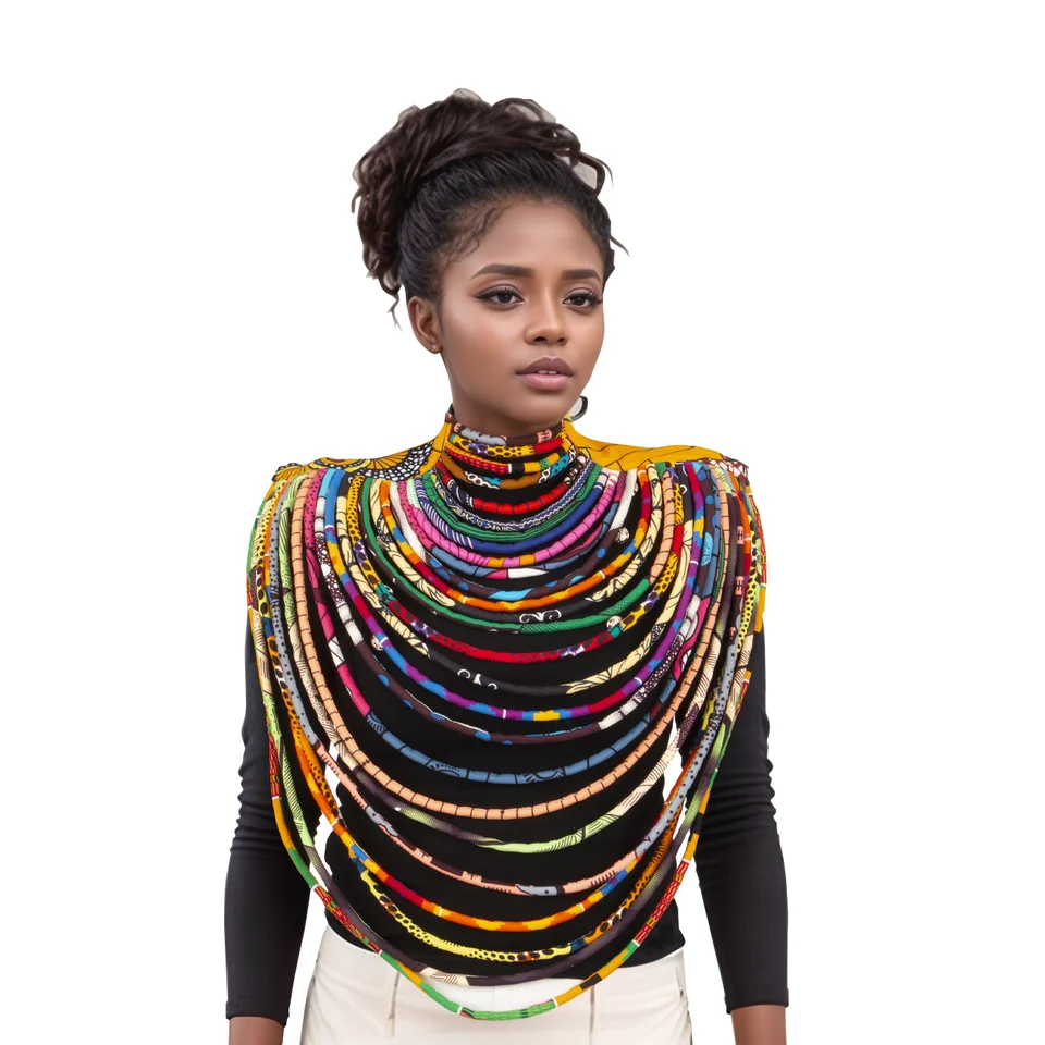 Collana Girocollo Africana Punk Oro - Collare Regolabile In Plastica Per Donne - Stile Etnico - 2
