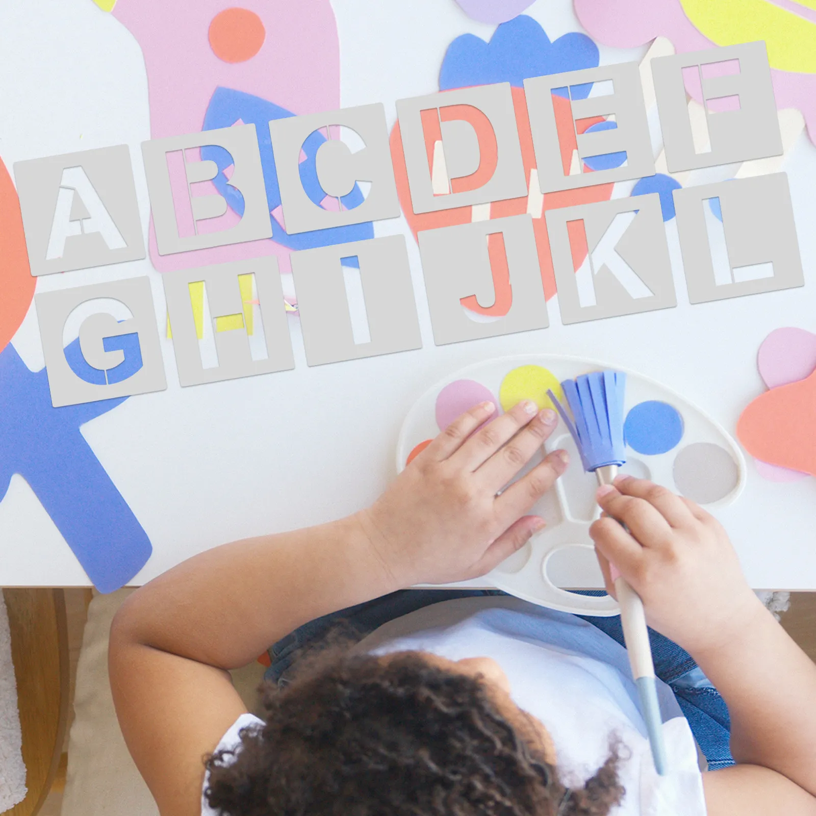1세트 DIY 알파벳 숫자 스텐실 세트 교육용 그림 글자용 빈 재사용 가능 플라스틱 공예 템플릿