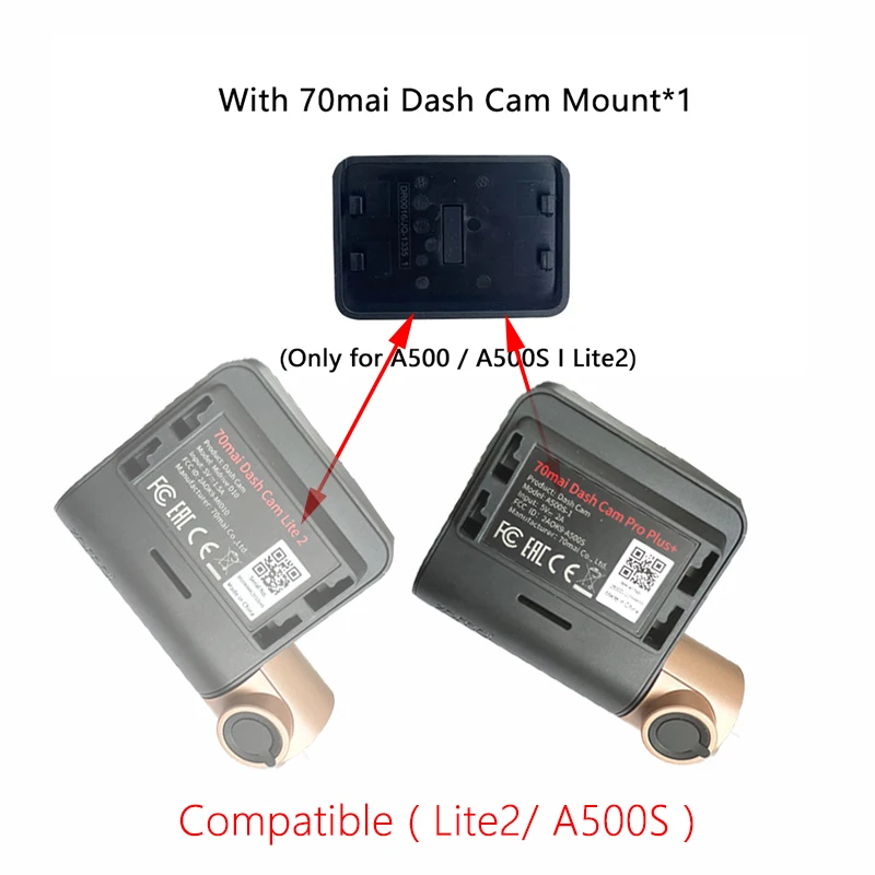 Per 70mai Dash Cam Mount per 70mai Dash Cam Pro Plus + A500S 70mai Lite2 A200 Mount