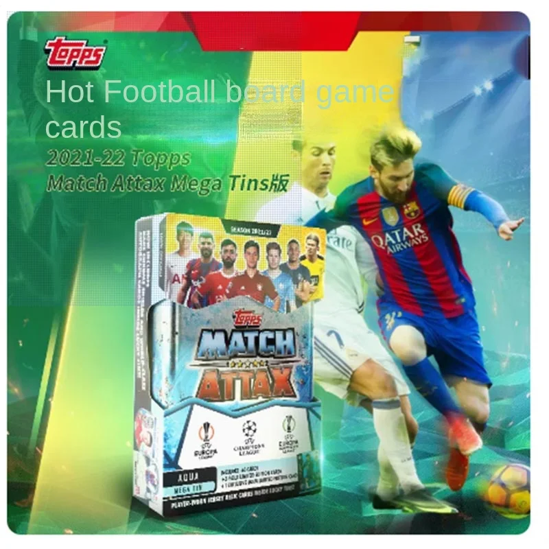 

2021-22 Topps Match Attax Uefa Mega Tin коллекционная карточка футбольные игры фанаты дети Tcg Битва против игрушечных карт
