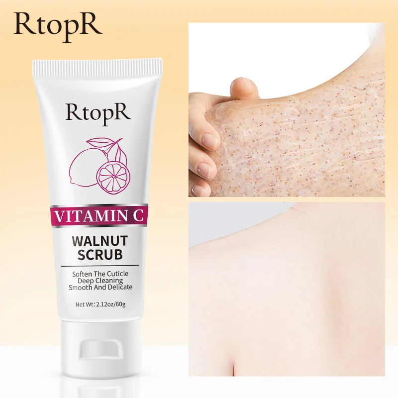 

RtopR Vitamin C Walnut Scrub Body Exfoliating Whitening Skin Care Emulsifiers Bath Products Body Deep Cleansing Moisturizer