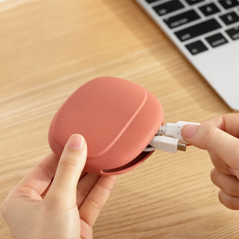 Portable Data Cable Headphone Storage Box Simple Mobile Phone Data Cable Organizing Bag Silicone Storage Box Cute coin purse