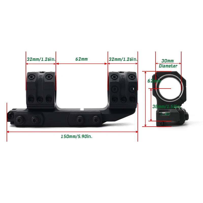 New Scope Rings SP-4615 solid 30mm tube riflescope 38mm 1.50in with surfaces for accessories