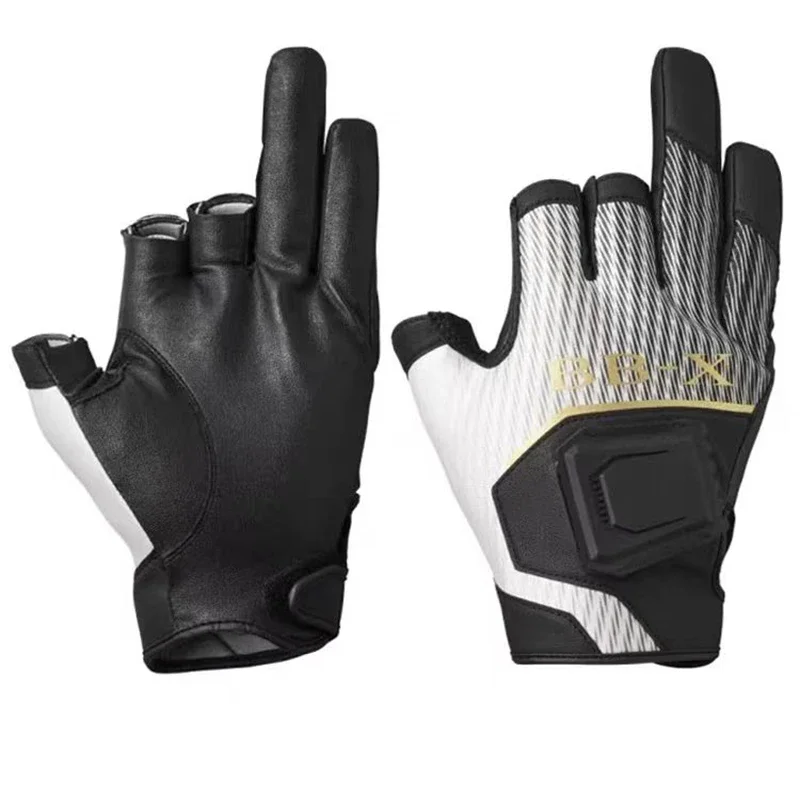 Men Leather Anti Slip 3/5 Half-Finger Fishing Gloves Outdoor Sports Camping Hiking Cycling Wear-resistant cycling gloves fishing gloves