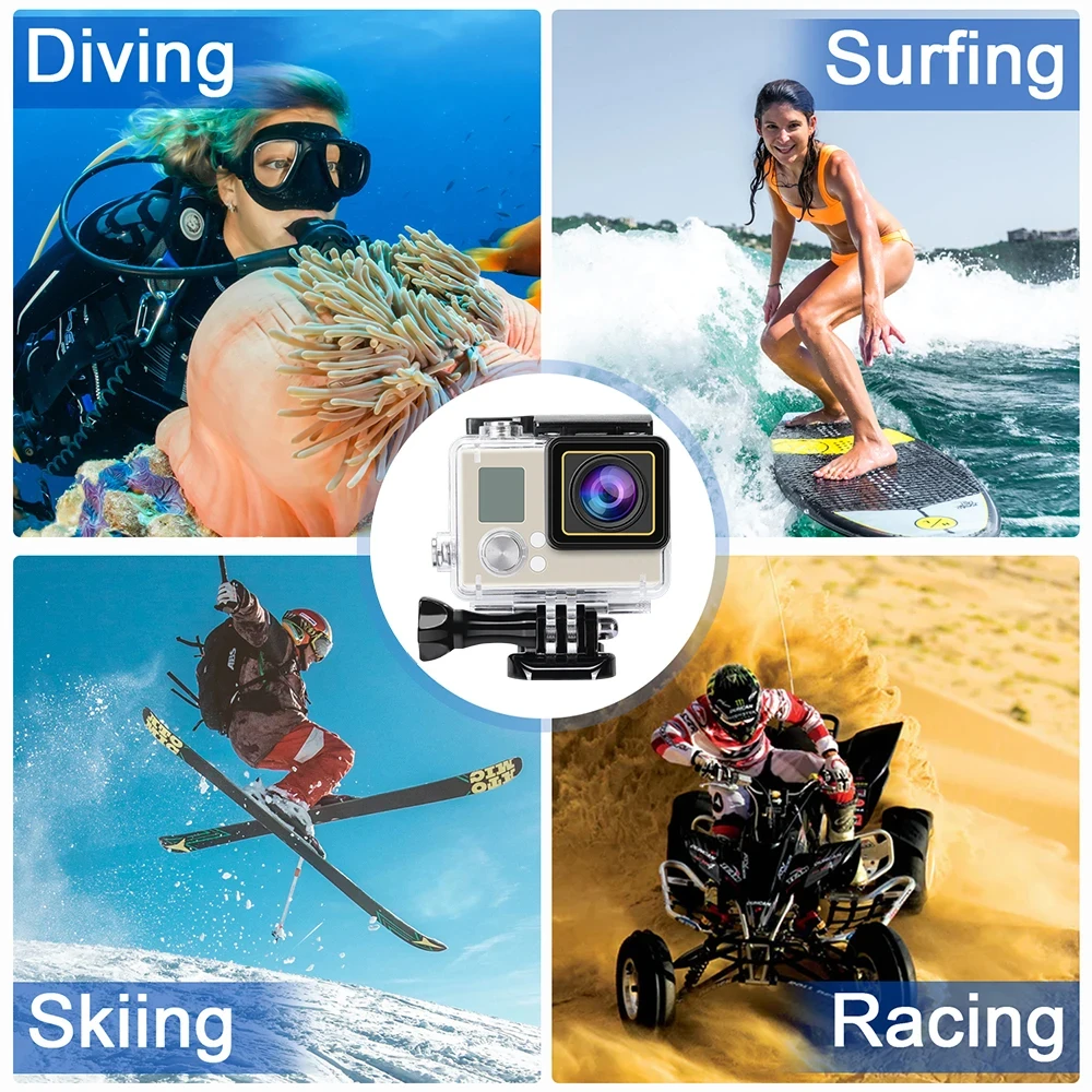 Accessoire boîtier étanche GoPro Hero 3+ 4 ouvert, montrant l'intérieur pour insérer la caméra action