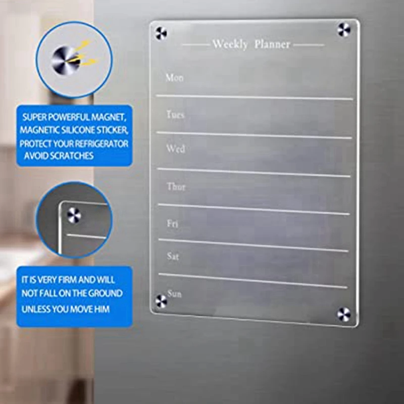 Clear Dry Erase Board For Refrigerator Acrylic Magnet Weekly Calendar For Refrigerator